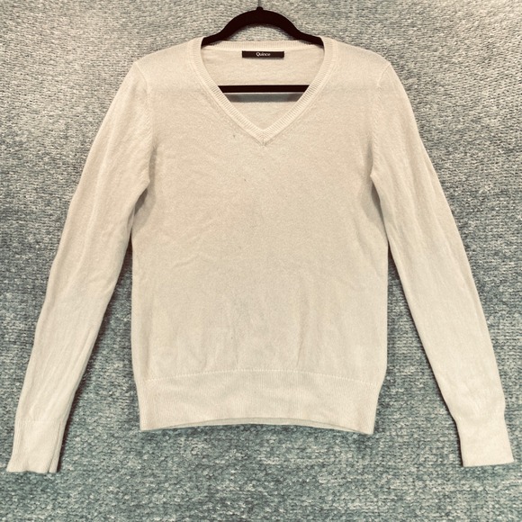 Quince Sweaters - Quince 100% Cashmere V‎ Neck Sweater Cream Size S see photos